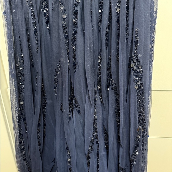 NWT | Mac Duggal Blue 93784 Midnight Blue Maxi Gown Flutter Sleeves Size 10 - Picture 14 of 15